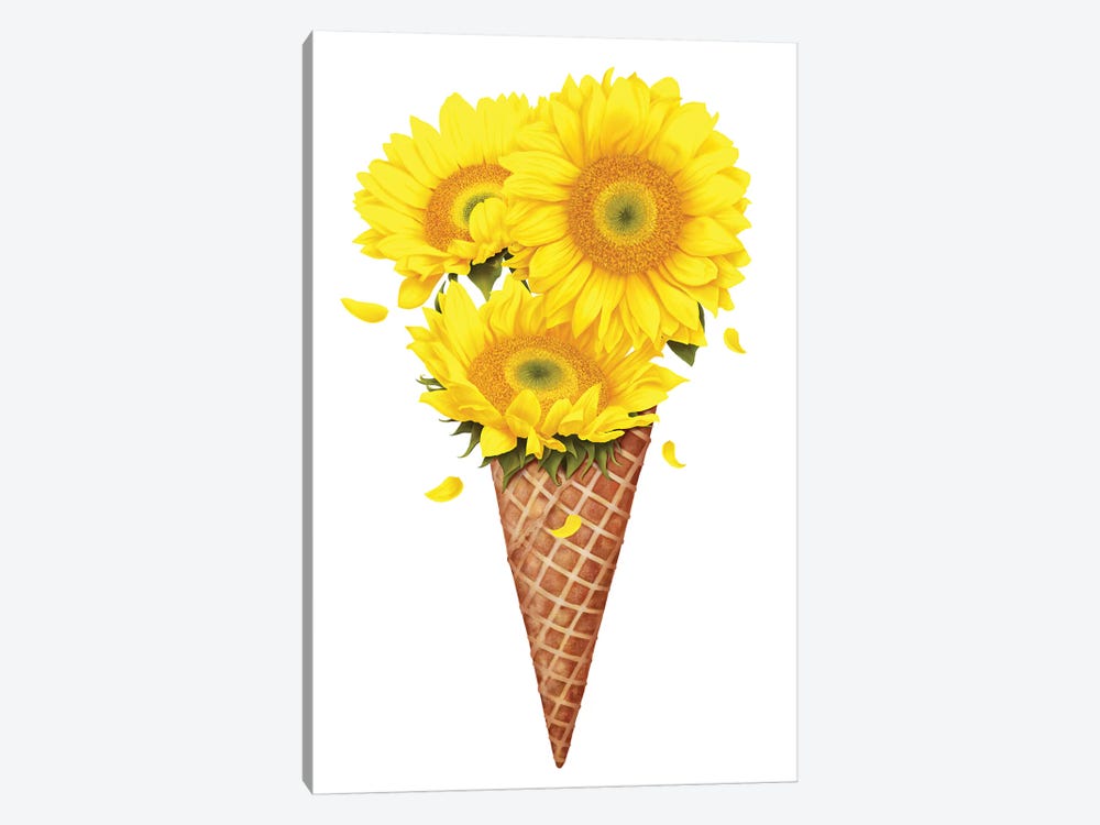 Ice Cream With Sunflowers by Valeriya Korenkova 1-piece Canvas Art Print