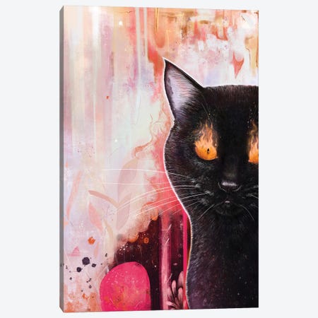 Black Cat With Fire Canvas Print #VAK192} by Valeriya Korenkova Canvas Artwork