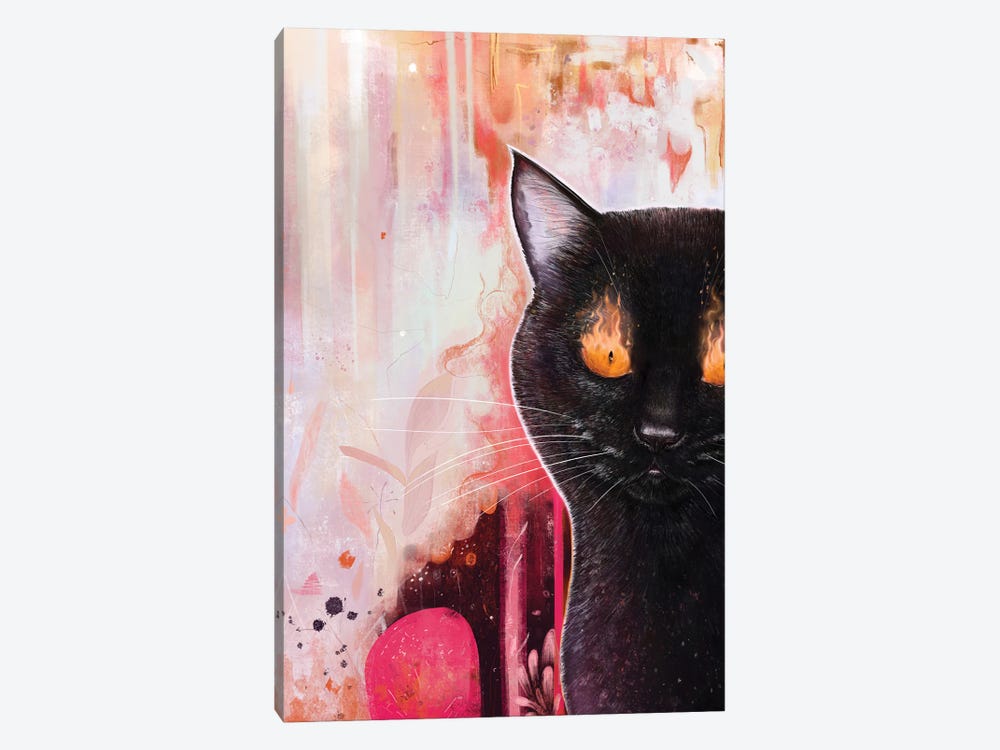Black Cat With Fire by Valeriya Korenkova 1-piece Canvas Print