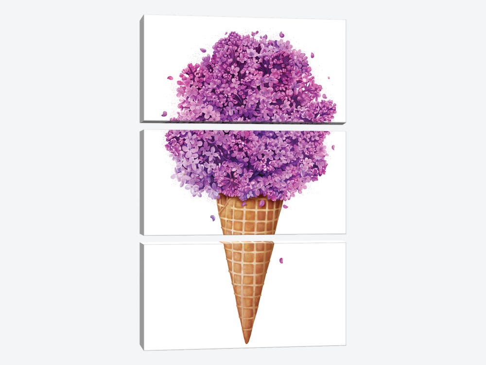 Ice Cream With Lilac by Valeriya Korenkova 3-piece Canvas Art Print