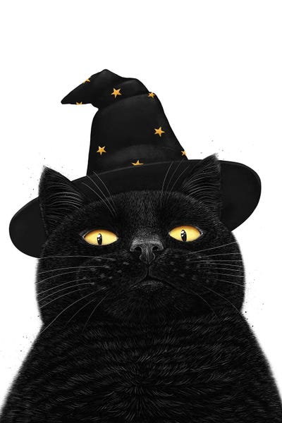Fine Art Print: Halloween Black Cat by Valeriya Korenkova