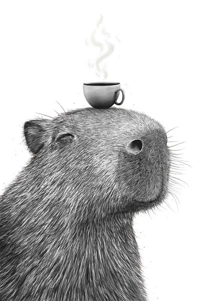 Valeriya Korenkova: Capybara With Coffee by Valeriya Korenkova