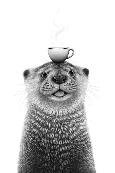 Fine Art Print: Otter With Coffee by Valeriya Korenkova
