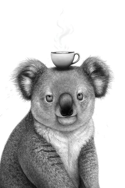 Fine Art Print: Koala With Cappuccino by Valeriya Korenkova