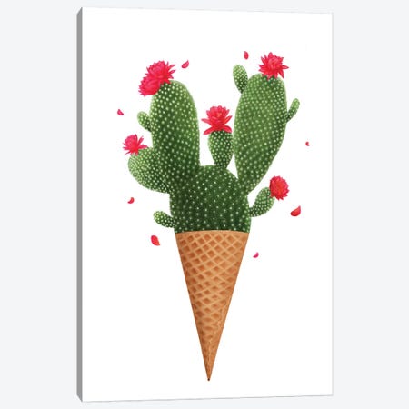 Ice Cream With Cactuses Canvas Print #VAK25} by Valeriya Korenkova Canvas Art