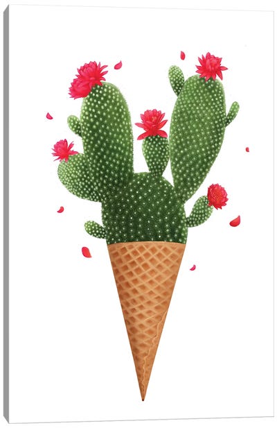 Ice Cream With Cactuses Canvas Art Print - Valeriya Korenkova