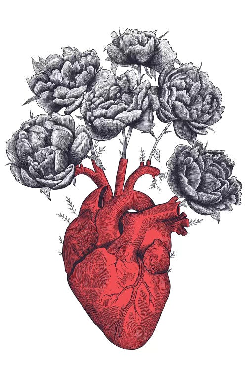 Heart With Peonies by Valeriya Korenkova wall art