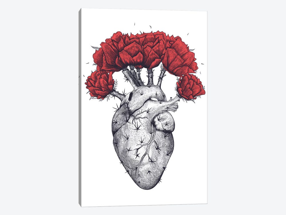 Cactus Heart by Valeriya Korenkova 1-piece Canvas Print
