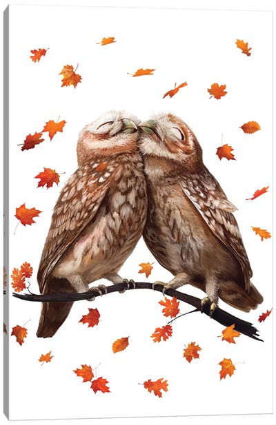Autumn Owls Canvas Art Print - Valeriya Korenkova