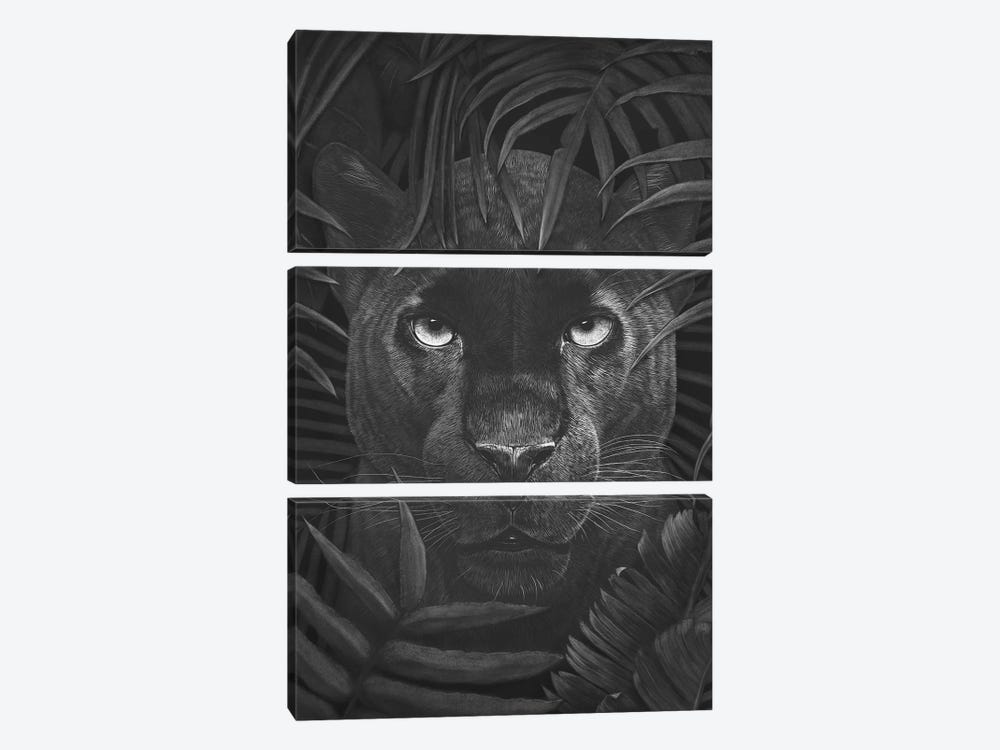 Panther In Jungle by Valeriya Korenkova 3-piece Canvas Print