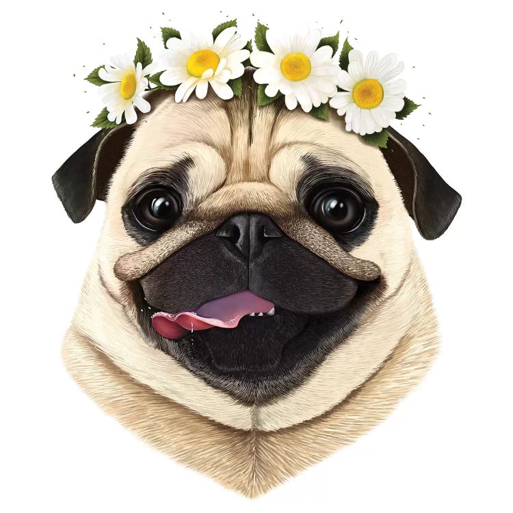 Pug With Flowers