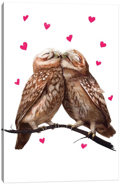 Lovely Owls Canvas Art Print - Valeriya Korenkova