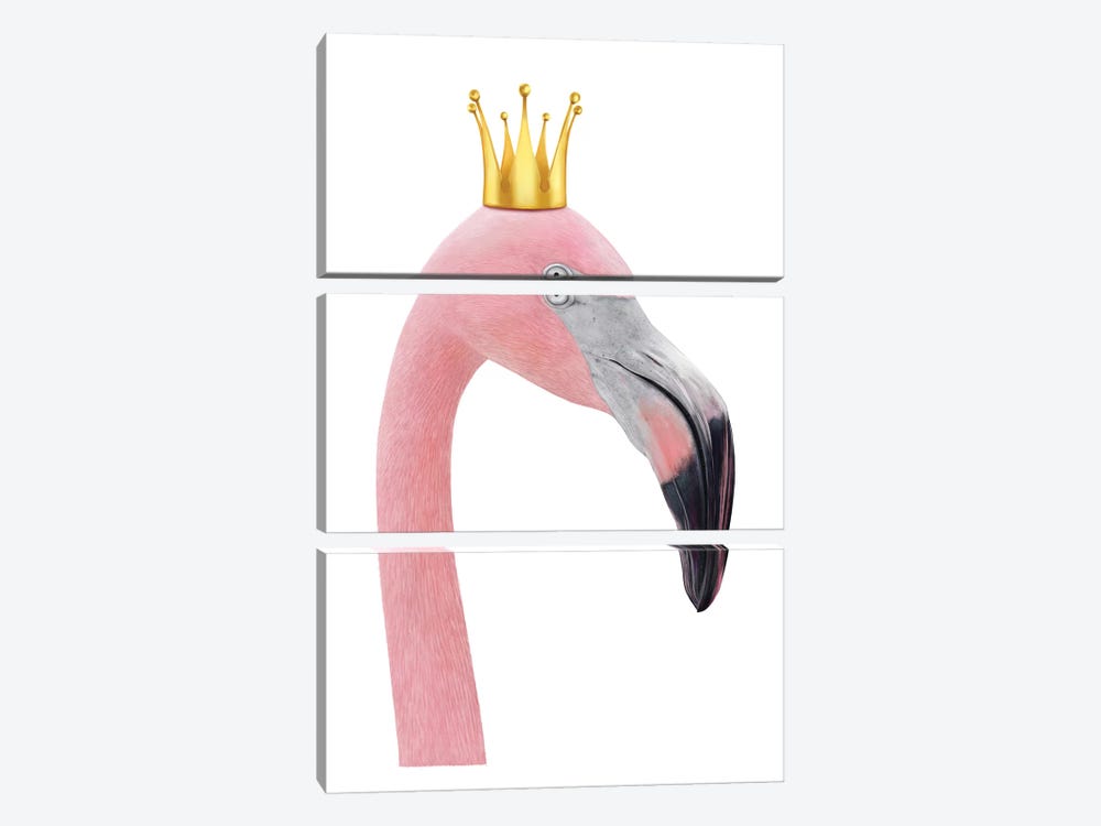 Queen Flamingo by Valeriya Korenkova 3-piece Art Print