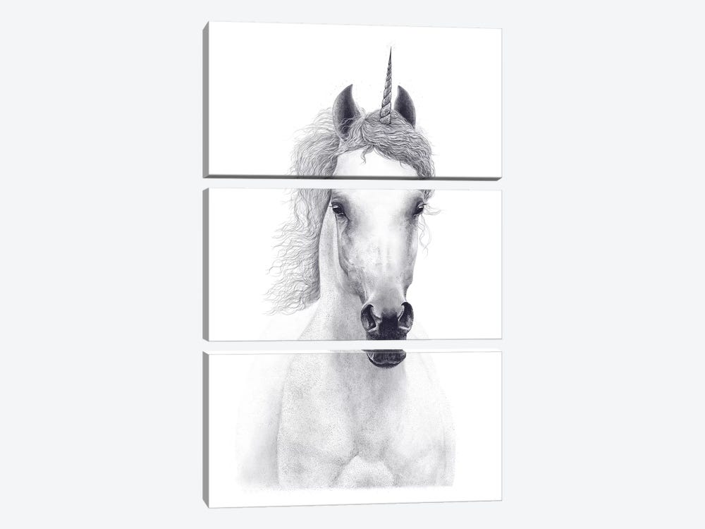 White Unicorn by Valeriya Korenkova 3-piece Art Print