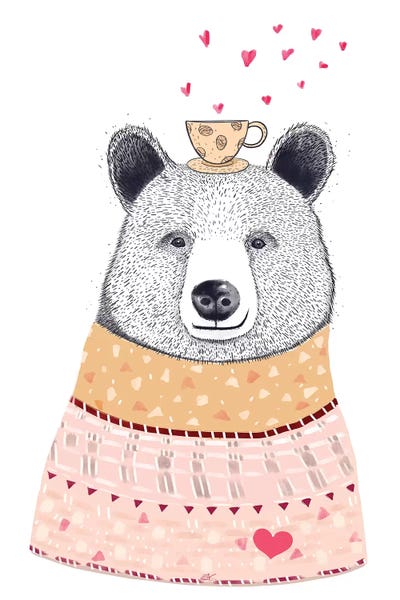 Polar Bears: Bear Lover Of Coffee by Valeriya Korenkova