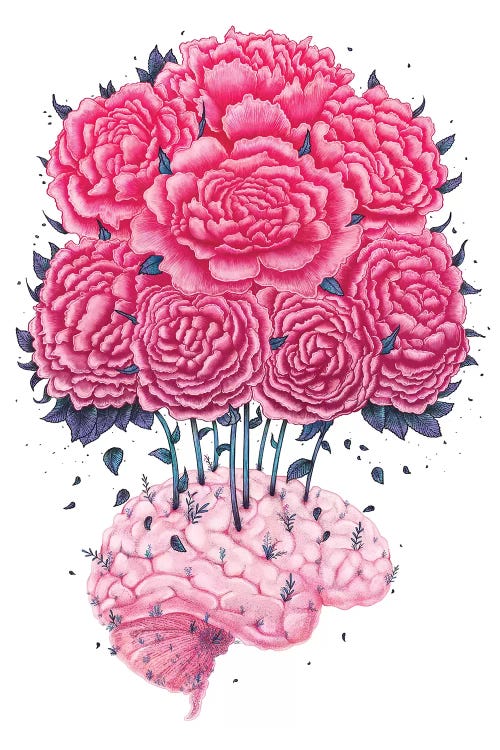 Brain With Peonies by Valeriya Korenkova wall art