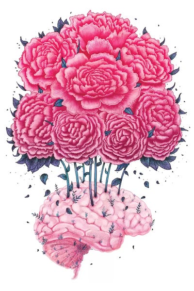Peonies: Brain With Peonies by Valeriya Korenkova