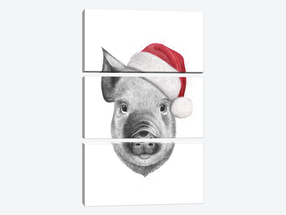 Christmas Pig by Valeriya Korenkova 3-piece Art Print