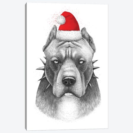 Christmas Pitbull Canvas Print #VAK90} by Valeriya Korenkova Canvas Artwork