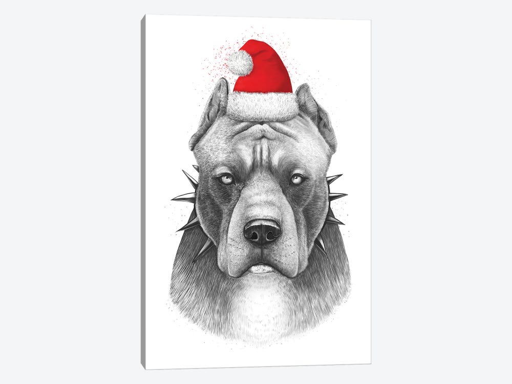 Christmas Pitbull by Valeriya Korenkova 1-piece Canvas Print