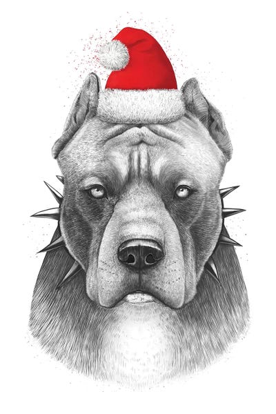 Christmas Animals: Christmas Pitbull by Valeriya Korenkova