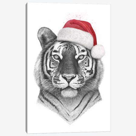 Christmas Tiger Canvas Print #VAK91} by Valeriya Korenkova Canvas Artwork