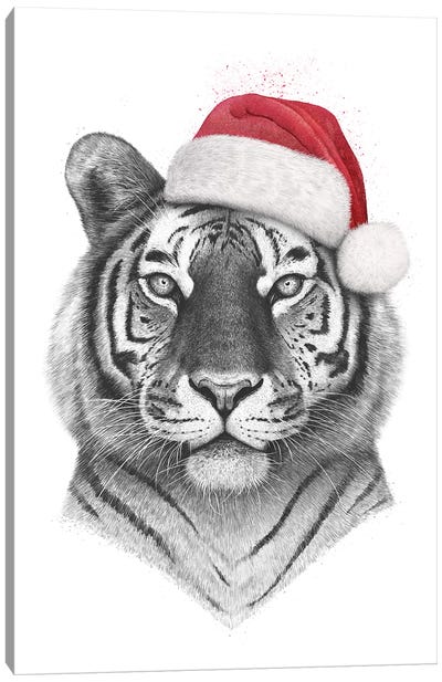 Christmas Tiger Canvas Art Print - Christmas Animal Art