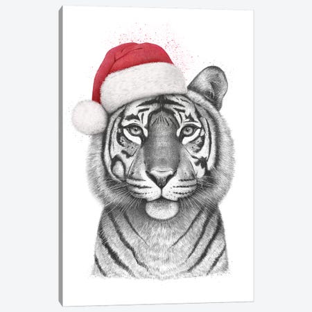 Christmas Tigress Canvas Print #VAK92} by Valeriya Korenkova Canvas Artwork