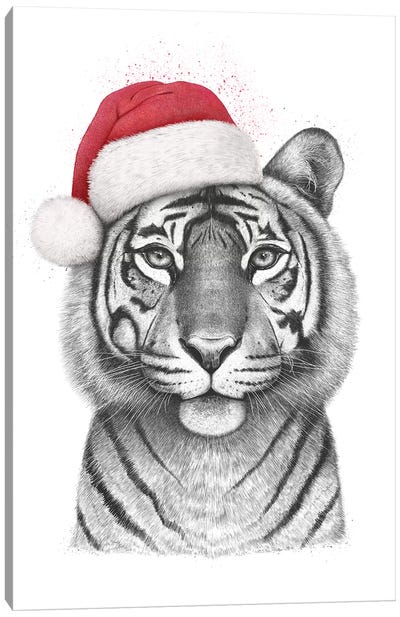 Christmas Tigress Canvas Art Print - Valeriya Korenkova