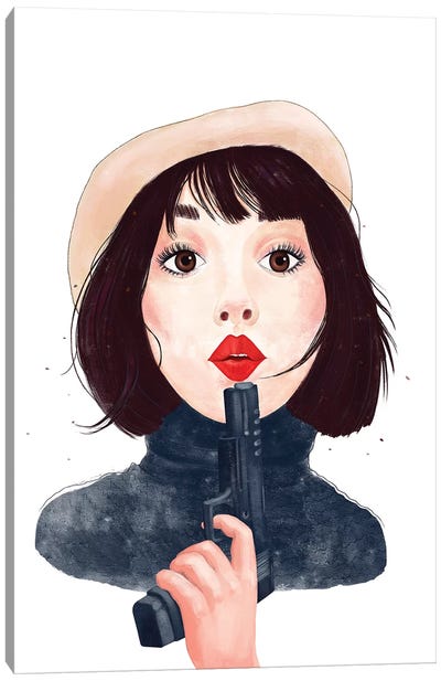 French Woman With Gun Canvas Art Print - Valeriya Korenkova