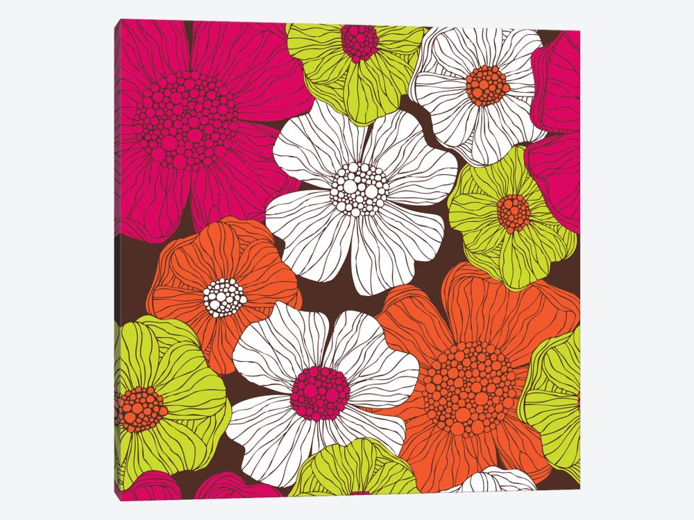 Flowers On Brown by Valentina Harper 1-piece Canvas Wall Art