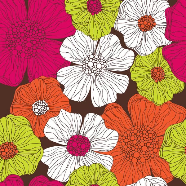 Valentina Harper: Flowers On Brown by Valentina Harper