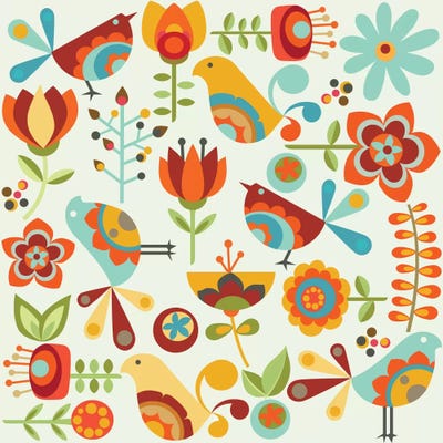 Folk Birds by Valentina Harper canvas print