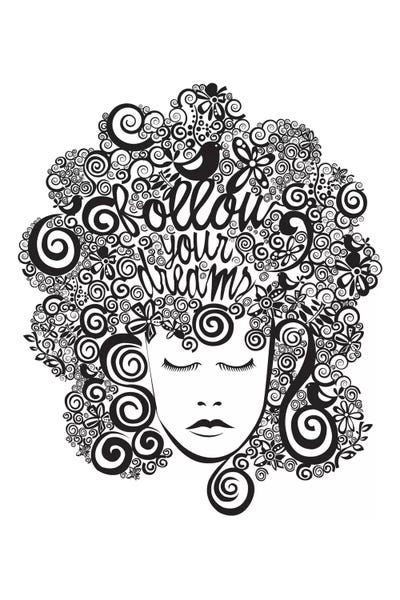 Black & White Pop Culture Art: Follow Your Dreams I by Valentina Harper