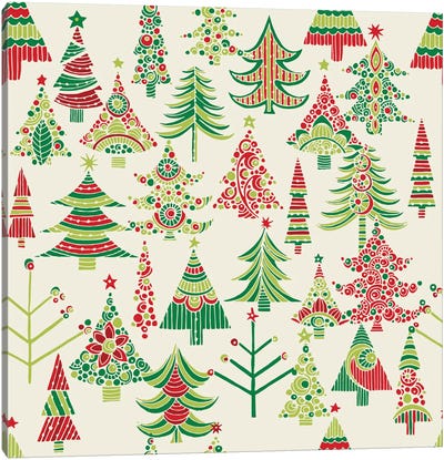 Holiday Tree I Canvas Art Print - Farmhouse Christmas Décor