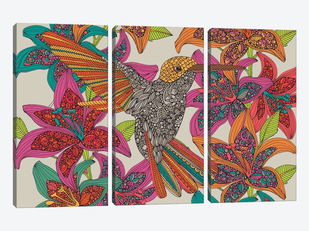 Hummingbird Puzzle II by Valentina Harper 3-piece Canvas Print