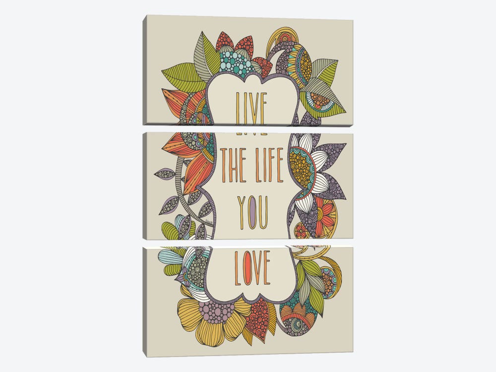 Live The Life You Love by Valentina Harper 3-piece Canvas Wall Art