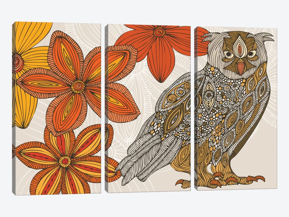 Matt The Owl by Valentina Harper 3-piece Canvas Print