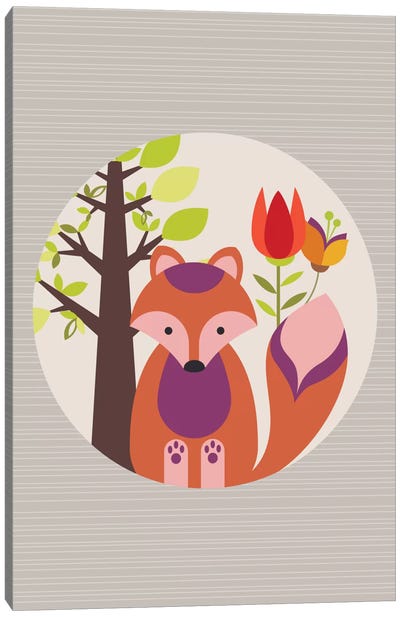 Orange Fox Canvas Art Print - Nursery Room Art