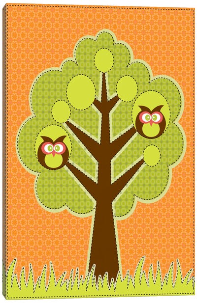 Owls In The Tree Canvas Art Print - Valentina Harper