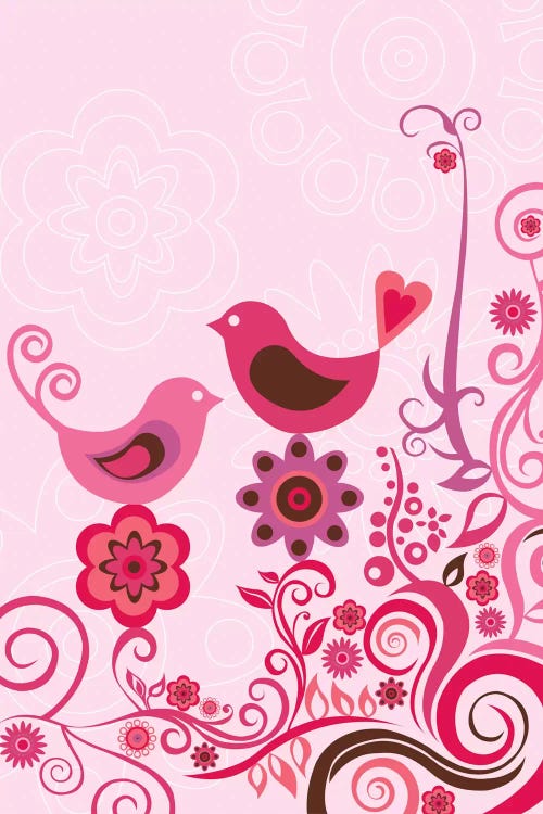 Pink Birds And Ornaments