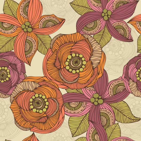 Valentina Harper: Purple And Orange Flowers by Valentina Harper