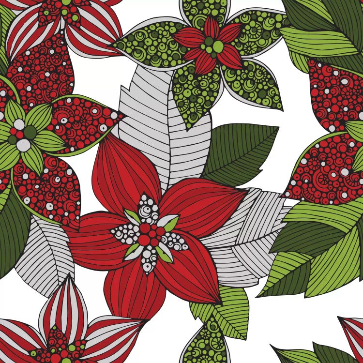 Red And Green Flowers by Valentina Harper wall art