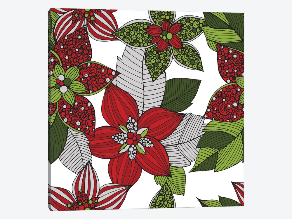 Red And Green Flowers by Valentina Harper 1-piece Canvas Artwork