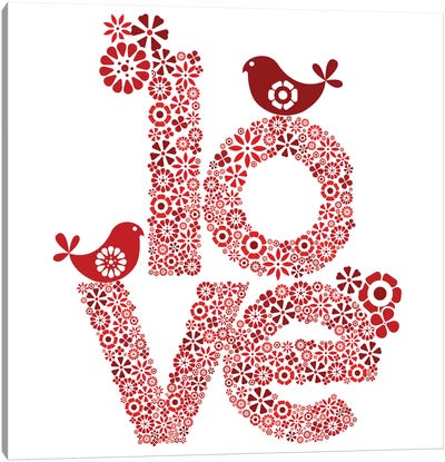 Red Love Canvas Art Print - Love Typography
