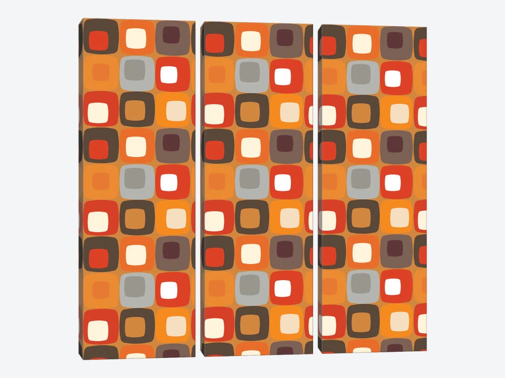 Retro Squares I by Valentina Harper 3-piece Canvas Print