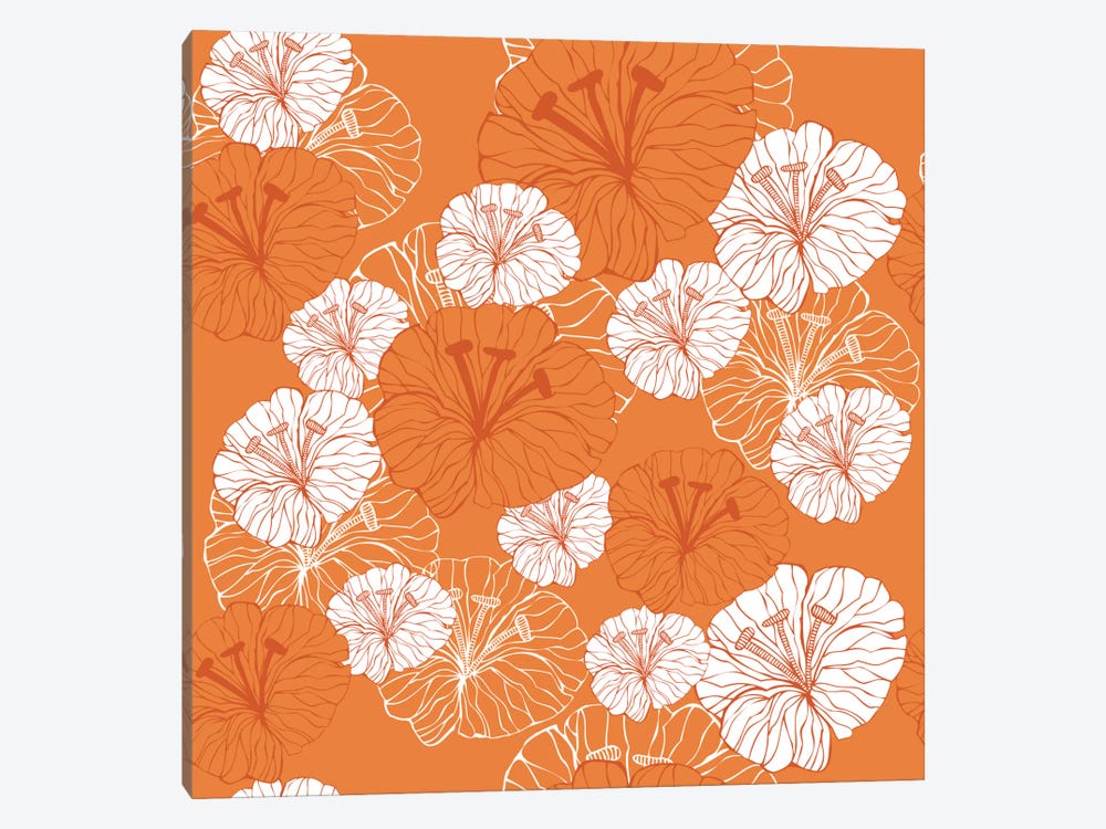 Tangerine Florals 1-piece Canvas Artwork