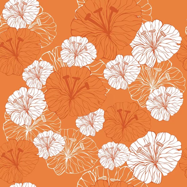 Hibiscuses: Tangerine Florals by Valentina Harper