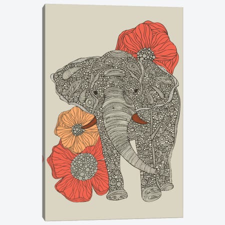 The Elephant With Flowers I Canvas Print #VAL380} by Valentina Harper Canvas Wall Art