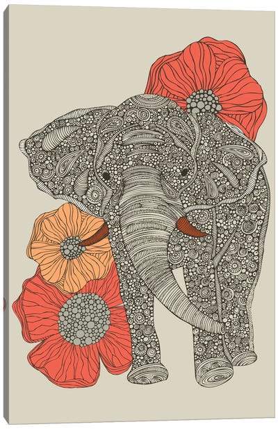 The Elephant With Flowers I Canvas Art Print - Valentina Harper